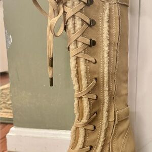 Women's Tan Lace-Up Boots